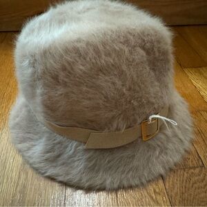 KANGOL Fuzzy Angora Fedora Hat EUC